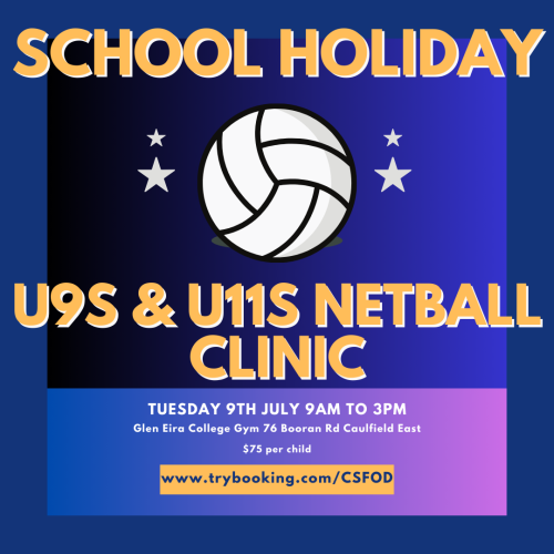 School Holiday Netball Clinic U11s Tuesday 9th July