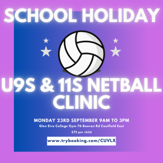 School Holiday Netball Camp U9s & U11s