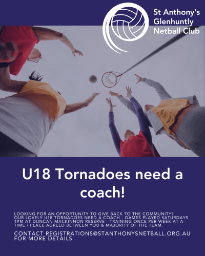 Coach Wanted - U18 Tornadoes